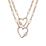 Silver Double Paperclip Heart Necklace 18k Gold Plated - Artisan Carat