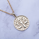 14k Gold Libra Zodiac Charm Necklace - Artisan Carat