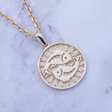 14k Gold Pisces Zodiac Charm Necklace - Artisan Carat