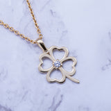 14k Gold Irish Four Leaf Clover Charm Necklace - Artisan Carat