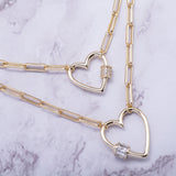 Silver Double Paperclip Heart Necklace 18k Gold Plated - Artisan Carat