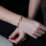 Women's Sterling Silver Handcuff Cuban Bracelet 18k Gold Plated - Artisan Carat