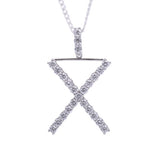 Sterling Silver Letter X Initial Round CZ Pendant with Necklace - Artisan Carat