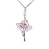 Ballerina Baguette CZ Pendant with Necklace in 14k Yellow Gold - Artisan Carat