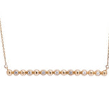Horizontal Bead and Diamond Bar Pendant with Necklace in 18k Yellow Gold - Artisan Carat