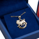 Leo Zodiac Sign Pendant with Necklace in 14k Yellow Gold - Artisan Carat