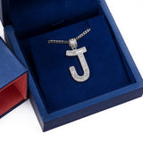 Sterling Silver Letter J Initial Baguette CZ Pendant with Necklace - Artisan Carat