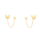 14K Double Piercing Butterfly Stud Earrings - Artisan Carat