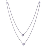 Layering Lucky Four Clover Double Diamond Pendant with Necklace in 18k White Gold - Artisan Carat