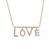 Hanging Diamond L O V E Pendant with Necklace in 18k Yellow Gold - Artisan Carat
