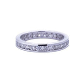 Channel Set Diamond Wedding Band Ring in 18k White Gold - Artisan Carat