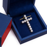 Sterling Silver Large Cross CZ Yellow Gold Pendant with Necklace - Artisan Carat