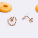 Cookie Cutter Open Heart Stud Earrings in 14k Yellow Gold - Artisan Carat