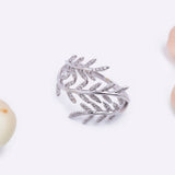 Willow Oak Diamond Leaf Ring in 18k White Gold.