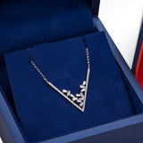 Diamond V Broken Stones Pendant with Necklace in 18k White Gold - Artisan Carat