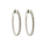 Round Diamond Hoop Earrings in 18k White Gold - Artisan Carat