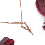 Hanging X and Y Diamond Pendant with Necklace in 18k Rose Gold - Artisan Carat