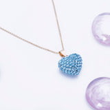 Aquamarine Encrusted CZ Heart Pendant with Necklace in 14k Yellow Gold - Artisan Carat