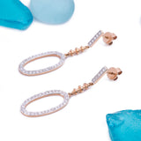 Diamond Bar & Oval Stud Earrings in 18k Rose and White Gold - Artisan Carat