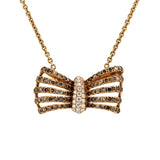 Chocolate Diamonds Bowtie Pendant with Necklace in 18k Rose Gold - Artisan Carat