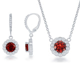 Sterling Silver 'January' Birthstone Garnet Earrings and Necklace Set - Artisan Carat