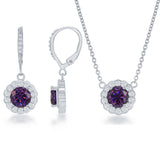 Sterling Silver 'February' Birthstone Amethyst Earrings and Necklace Set - Artisan Carat