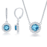 Sterling Silver 'March' Birthstone Aquamarine Earrings and Necklace Set - Artisan Carat