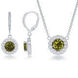 Sterling Silver 'August' Birthstone Peridot Earrings and Necklace Set - Artisan Carat
