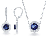 Sterling Silver 'September' Birthstone Sapphire Earrings and Necklace Set - Artisan Carat