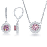 Sterling Silver 'October' Birthstone Pink Tourmaline Earrings and Necklace Set - Artisan Carat