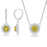 Sterling Silver 'November' Birthstone Yellow Topaz Earrings and Necklace Set - Artisan Carat