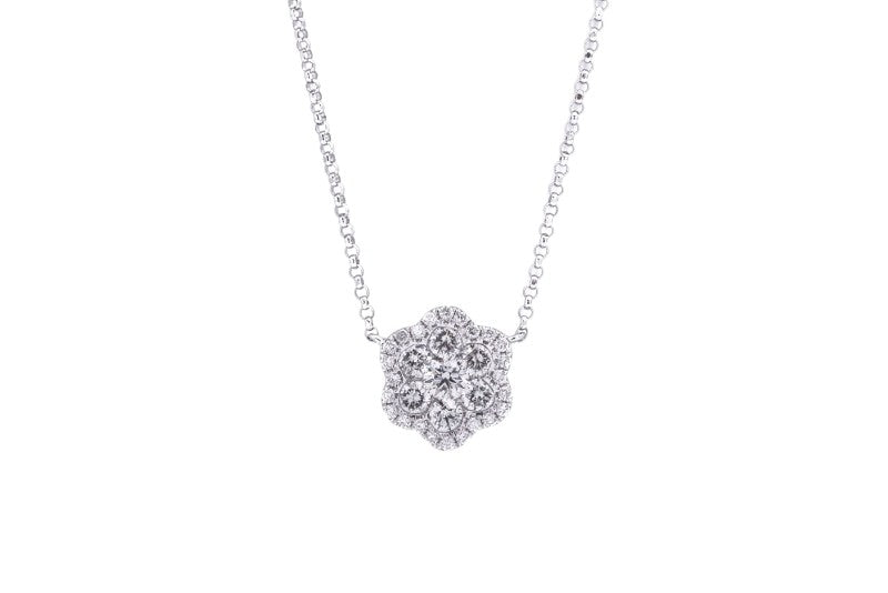 18kt white gold star diamond pendant necklace