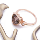 Heart Shape Smoky Topaz and Diamond Ring in 18k Rose Gold.
