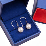 Hanging Freshwater Pearl Fish Hook Earrings in 14k White Gold - Artisan Carat