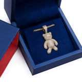 Sterling Silver Teddy Bear CZ Yellow Gold Pendant with Necklace - Artisan Carat