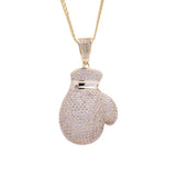 Sterling Silver Boxing Glove CZ Yellow Gold Pendant with Necklace - Artisan Carat