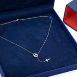 Strikethrough Key and Heart Lock Diamond Pendant with Necklace in 18k White Gold - Artisan Carat