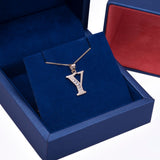 Letter Y CZ Initial Pendant with Necklace in 14k Yellow Gold - Artisan Carat