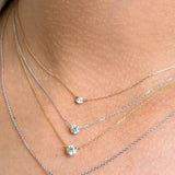 Diamond Solitaire Round Pendant Necklace 0.10ct 18k Rose Gold - Artisan Carat
