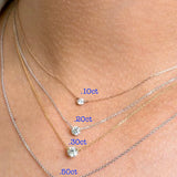 Diamond Solitaire Round Pendant Necklace 0.10ct 18k Yellow Gold - Artisan Carat