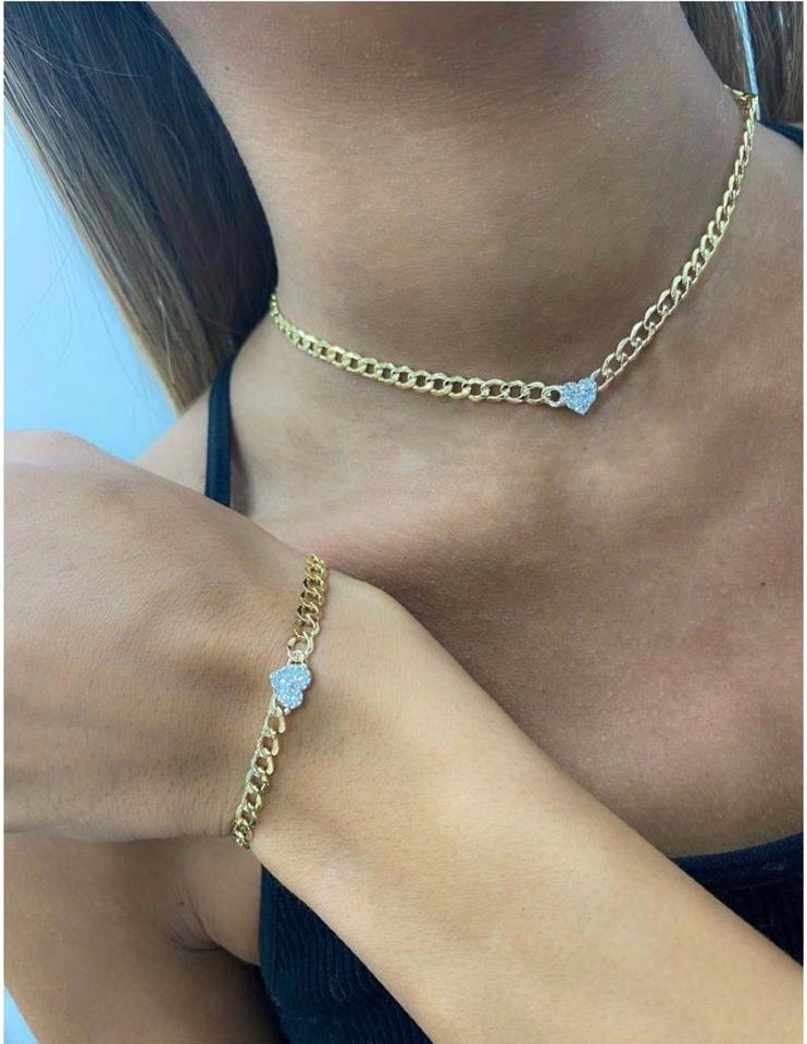 Minimal Cuban Chain Choker Necklace Cuban Link Necklace, Gold