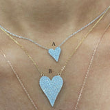 14k Gold Diamond Elongated Mini Heart Pendant Necklace - Artisan Carat