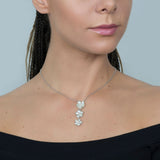 Five Petal Gradual Diamond Pendant and Necklace in 18k White Gold - Artisan Carat