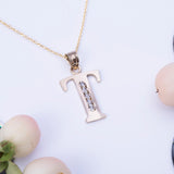 Letter T CZ Initial Pendant with Necklace in 14k Yellow Gold - Artisan Carat