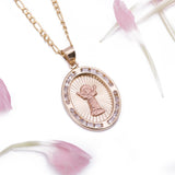 Mary Baby Jesus CZ Pendant with Necklace in 14k Yellow and Rose Gold - Artisan Carat
