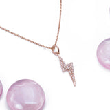 Lightning Bolt Diamond Pendant with Necklace in 14k Rose Gold - Artisan Carat