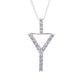 Sterling Silver Letter Y Initial Round CZ Pendant with Necklace - Artisan Carat