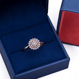 Sunburst Halo Diamond Engagement Ring in 18k Yellow Gold.