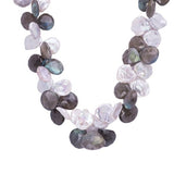 Keshi Pearl and Lapidary Floral Necklace with Sterling Silver Clasp - Artisan Carat