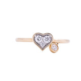 Heart with Stud Diamond Ring in 18k Yellow Gold - Artisan Carat